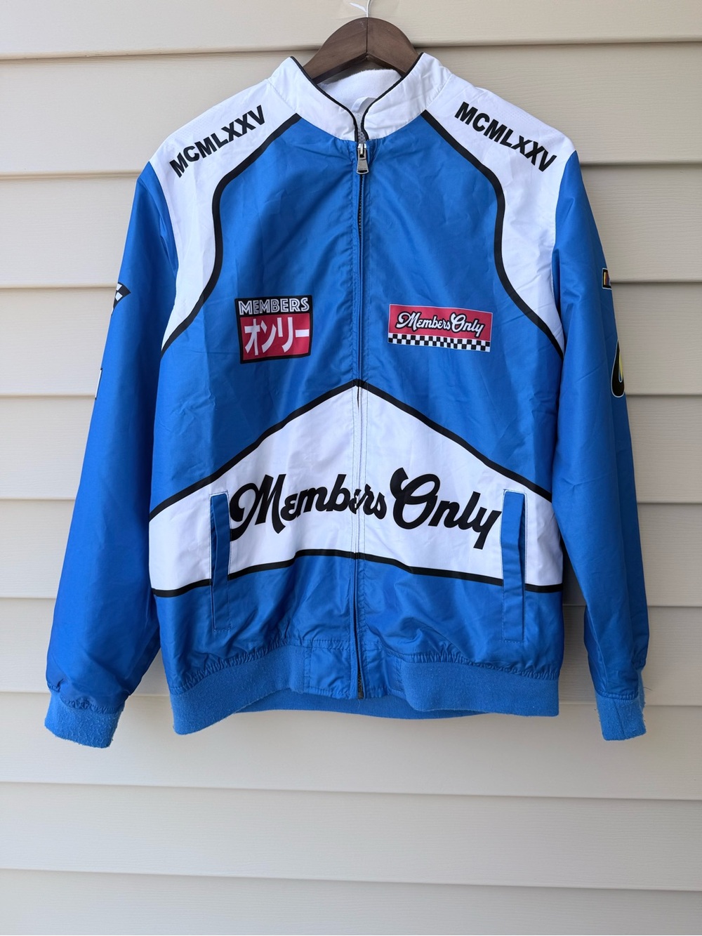 Members Only Sport M Team Racing Blue Windbreaker Jacket Retro Moto USA 1975